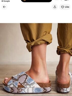 Free People Neutral Crisscross Slide Sandals in Tan & Cream